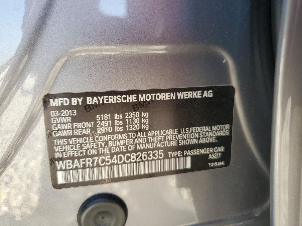 WBAFR7C54DC826335 2013 BMW 535 I