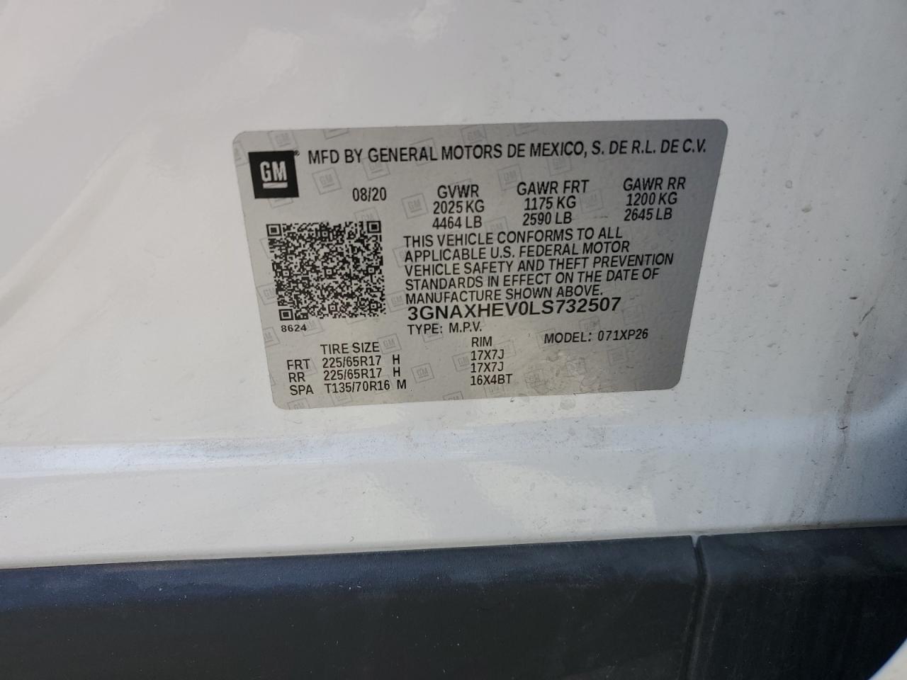 3GNAXHEV0LS732507 CHEVROLET EQUINOX 2020