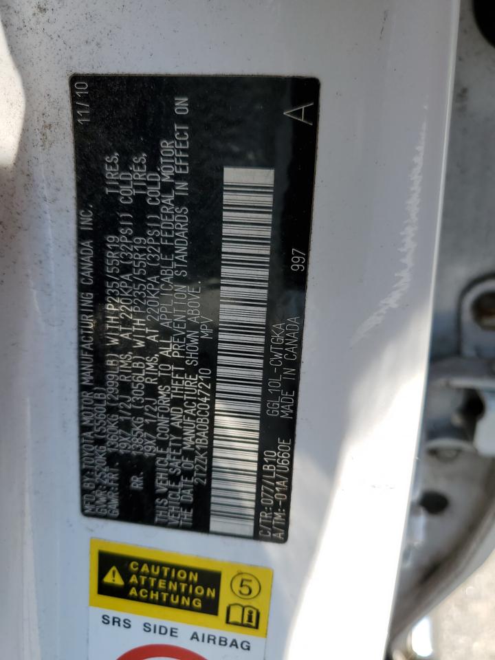 2T2ZK1BA0BC047210 2011 Lexus Rx 350