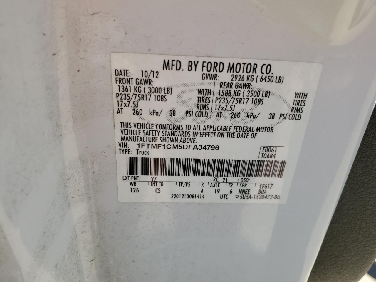 1FTMF1CM5DFA34796 2013 Ford F150