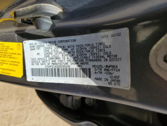 2002 Toyota Highlander Limited VIN: JTEHF21A320090246 Lot: 59445654