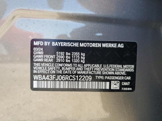 2024 BMW 530 I VIN: WBA43FJ06RCS12209 Lot: 59117404