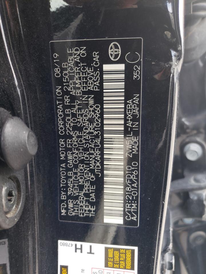JTDKARFU4L3102960 2020 Toyota Prius L