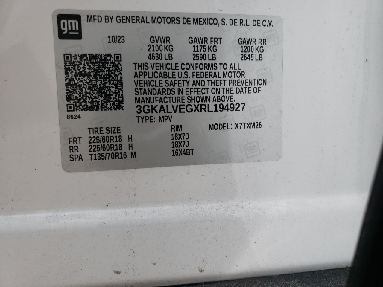 3GKALVEGXRL194927 2024 GMC Terrain Slt