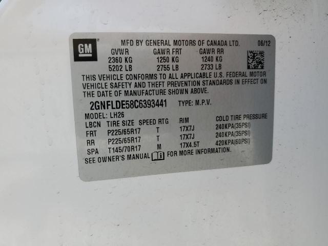 2012 Chevrolet Equinox Lt VIN: 2GNFLDE58C6393441 Lot: 59228044