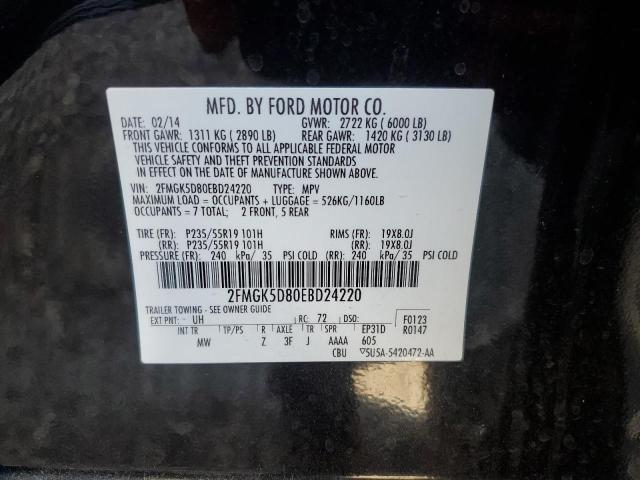 2014 Ford Flex Limited VIN: 2FMGK5D80EBD24220 Lot: 58860074