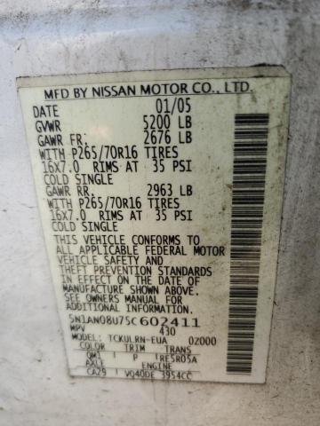 2005 Nissan Xterra Off Road VIN: 5N1AN08U75C602411 Lot: 60520464