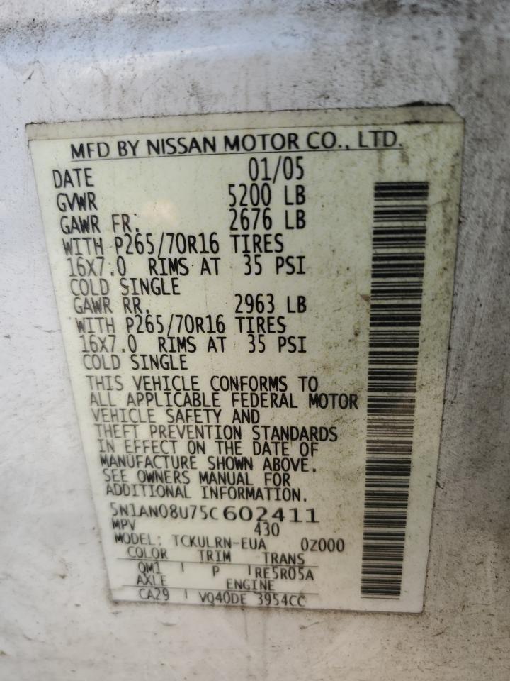 5N1AN08U75C602411 2005 Nissan Xterra Off Road
