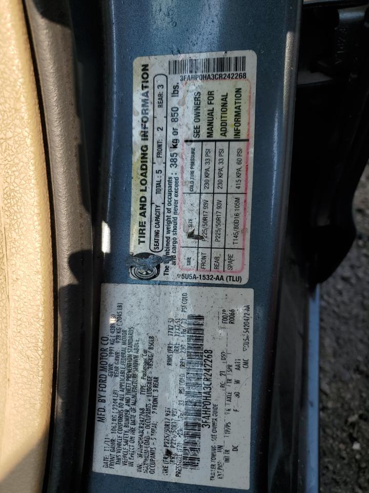 3FAHP0HA3CR242268 2012 Ford Fusion Se