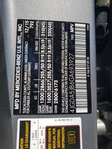 2016 Mercedes-Benz Gle 350 VIN: 4JGDA5JB6GA693927 Lot: 58906554