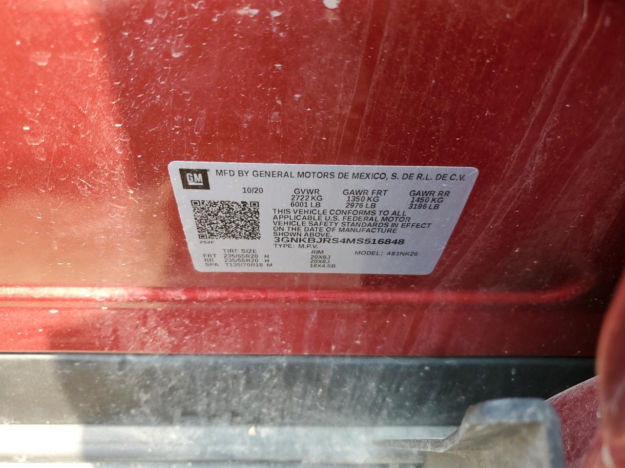 3GNKBJRS4MS516848 2021 Chevrolet Blazer 3Lt