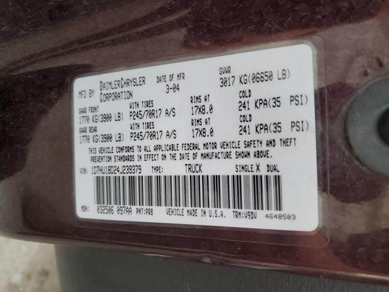 1D7HU18D24J239379 2004 Dodge Ram 1500 St