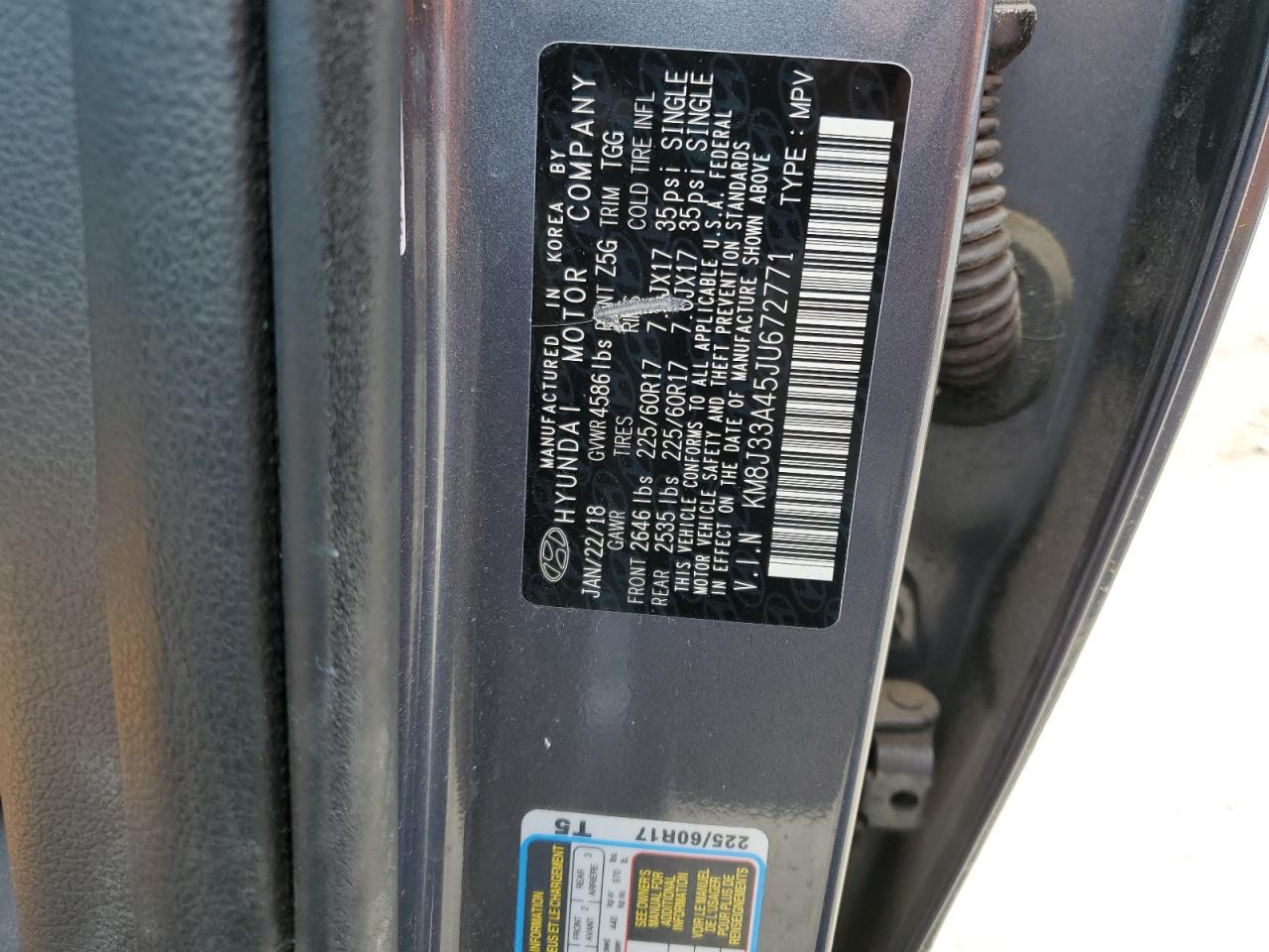 KM8J33A45JU672771 2018 Hyundai Tucson Sel