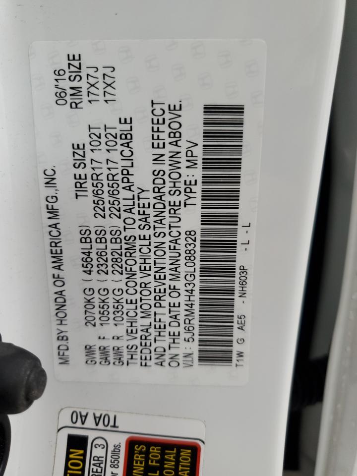 5J6RM4H43GL088328 HONDA CRV 2016