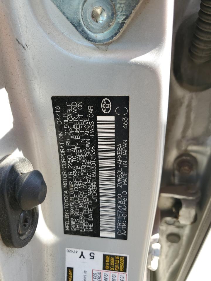 JTDKBRFU6G3013538 2016 Toyota Prius