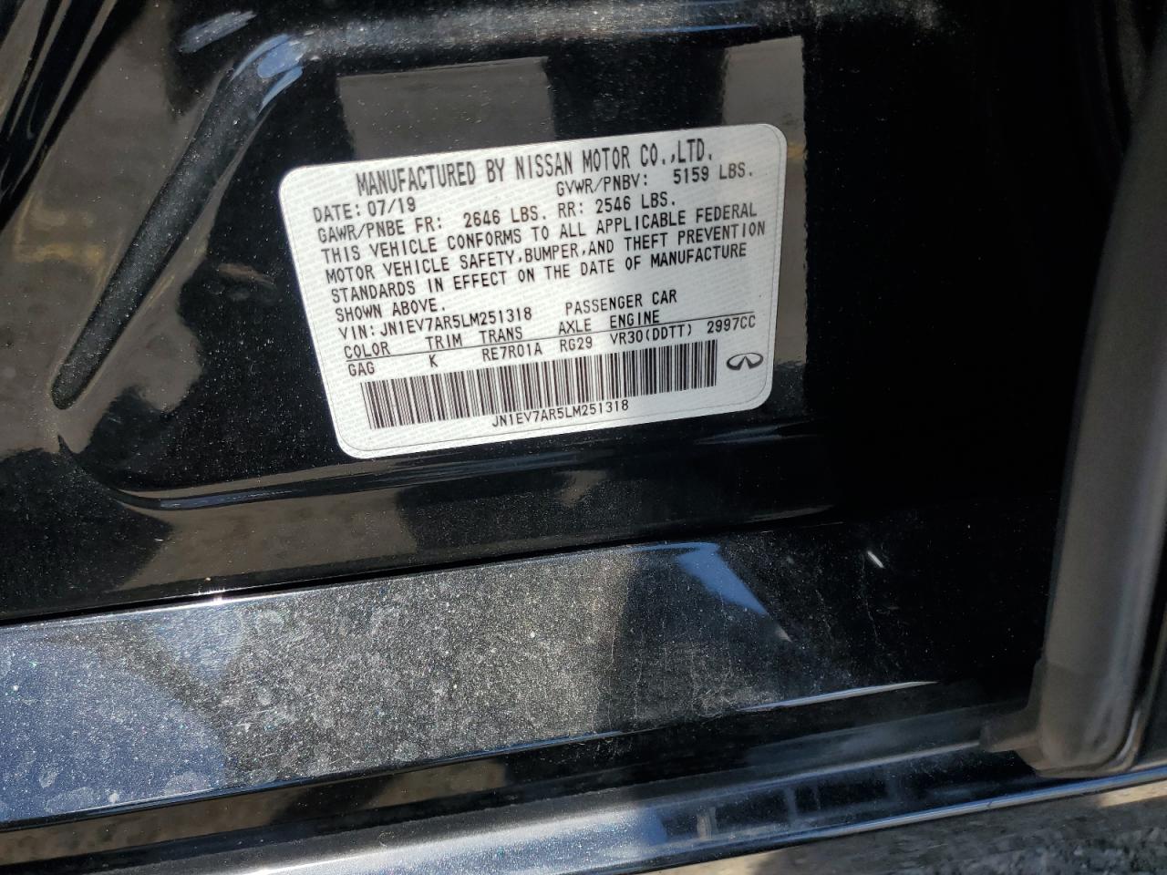 JN1EV7AR5LM251318 2020 Infiniti Q50 Pure