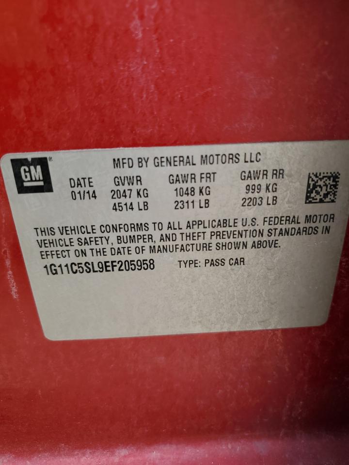 1G11C5SL9EF205958 2014 Chevrolet Malibu 1Lt