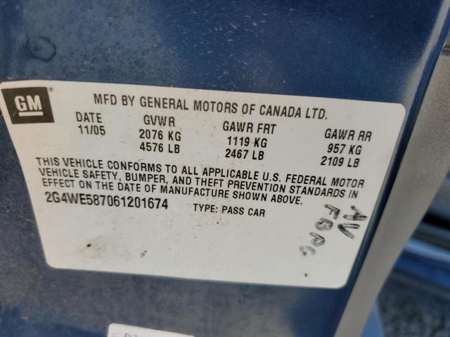 2006 Buick Lacrosse Cxs VIN: 2G4WE587061201674 Lot: 60548524