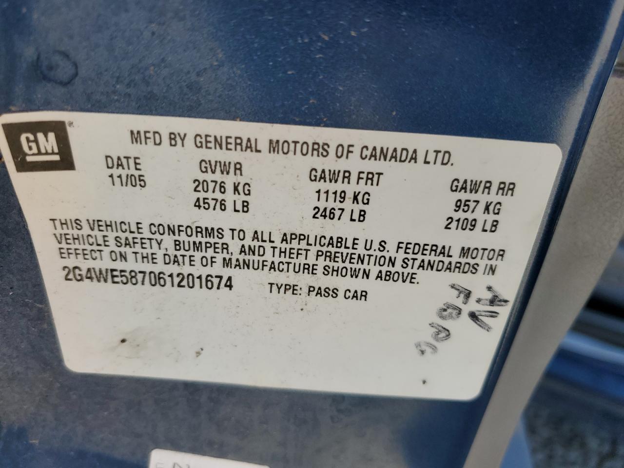 2G4WE587061201674 2006 Buick Lacrosse Cxs