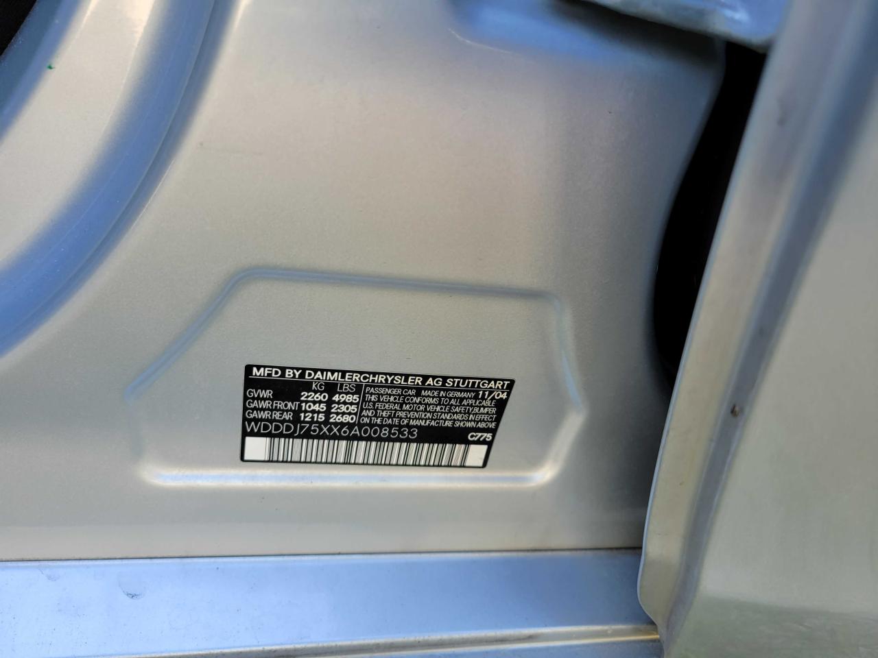 WDDDJ75XX6A008533 2006 Mercedes-Benz Cls 500C