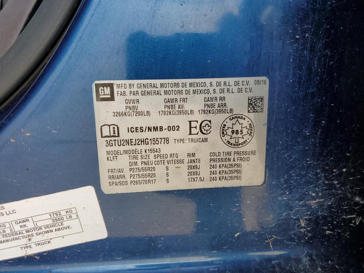 3GTU2NEJ2HG155778 2017 GMC Sierra K1500 Slt