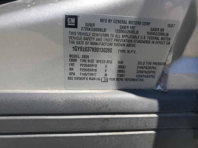 2008 Cadillac Srx VIN: 1GYEE637X80130280 Lot: 60568904