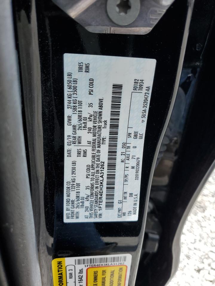 1FTER4EH3KLA31262 FORD RANGER 2019