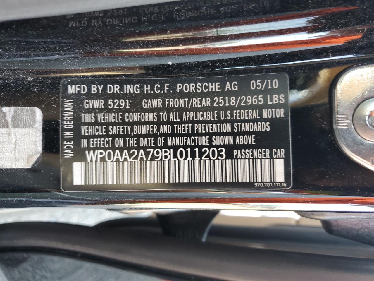 WP0AA2A79BL011203 2011 Porsche Panamera 2