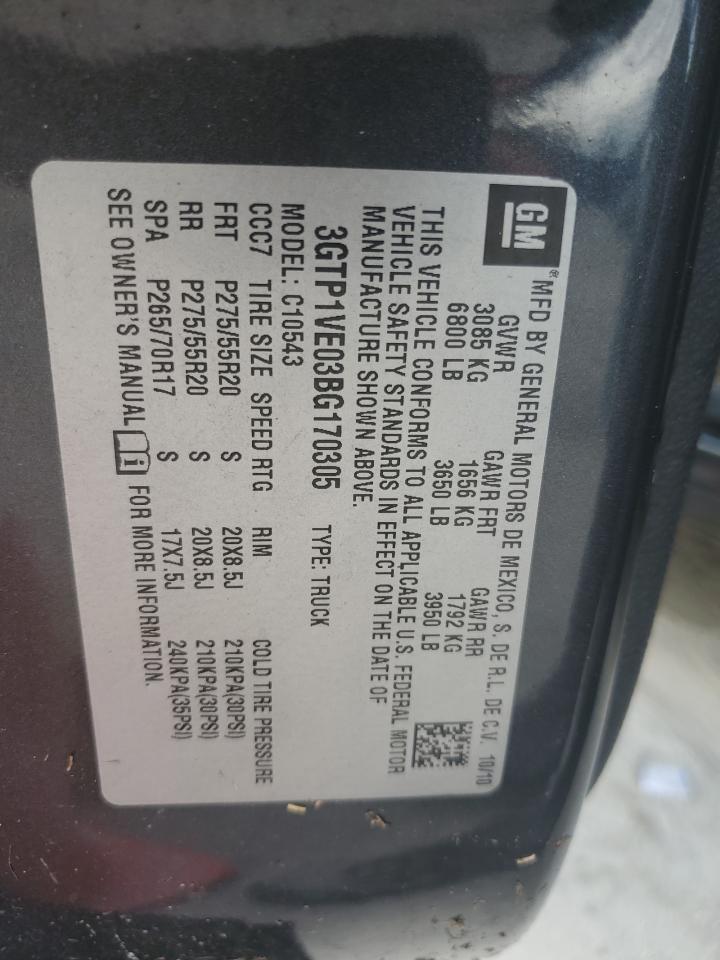 3GTP1VE03BG170305 2011 GMC Sierra C1500 Sle