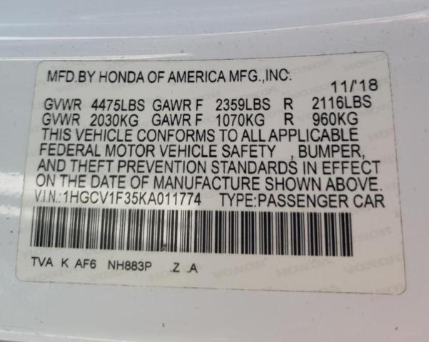 2019 HONDA ACCORD SPO - 1HGCV1F35KA011774