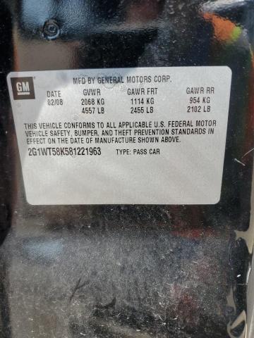 2008 Chevrolet Impala Lt VIN: 2G1WT58K581221963 Lot: 59021684