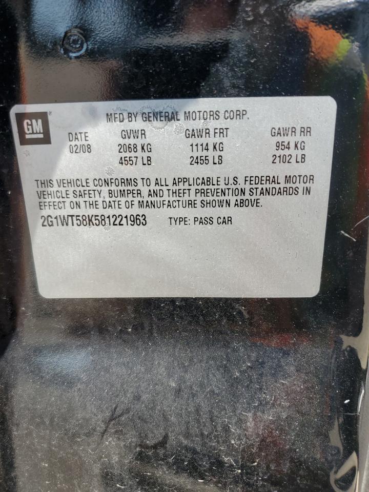 2G1WT58K581221963 2008 Chevrolet Impala Lt