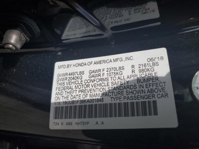 2019 Acura Tlx VIN: 19UUB1F36KA001848 Lot: 59589104