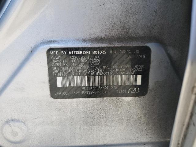 2019 Mitsubishi Mirage Es VIN: ML32A3HJ6KH014075 Lot: 59299814