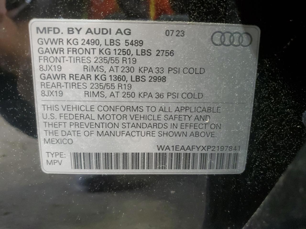 WA1EAAFYXP2197841 2023 Audi Q5 Premium Plus 45