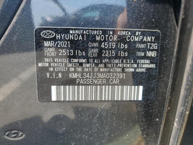 2021 Hyundai Sonata Hybrid VIN: KMHL34JJ3MA032391 Lot: 55835384