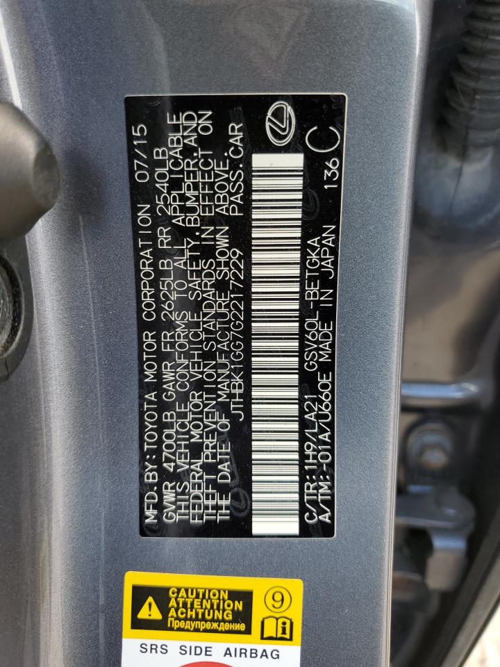 JTHBK1GG7G2217229 2016 Lexus Es 350