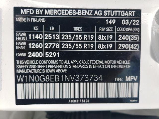 2022 Mercedes-Benz Glc 300 4Matic VIN: W1N0G8EB1NV373734 Lot: 57731684