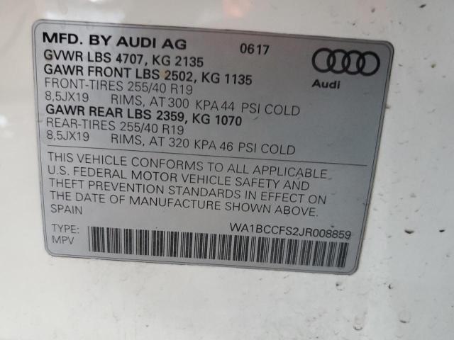 2018 Audi Q3 Premium VIN: WA1BCCFS2JR008859 Lot: 56877564