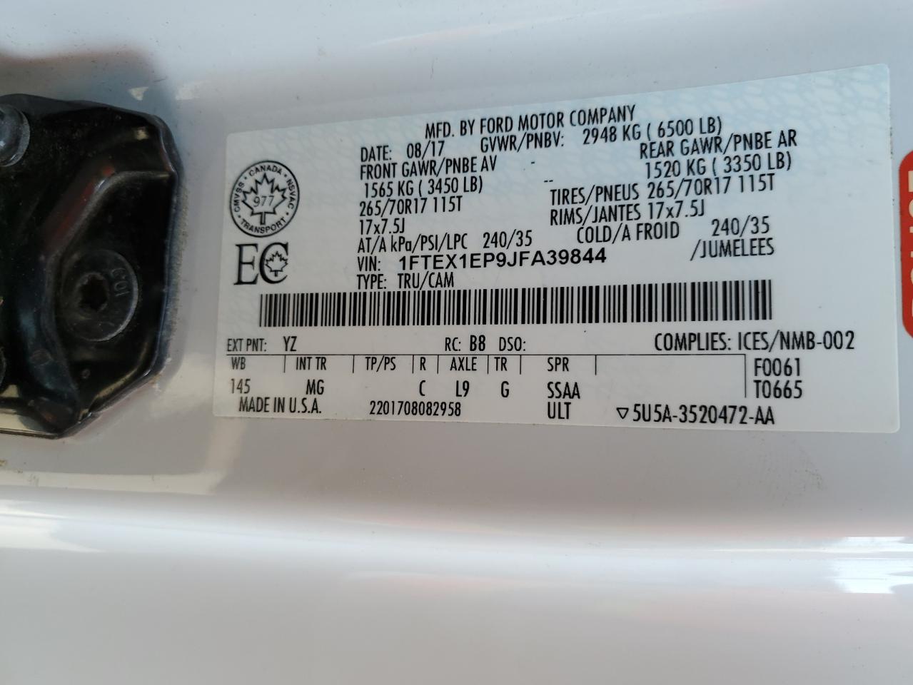 1FTEX1EP9JFA39844 FORD F-150 2018