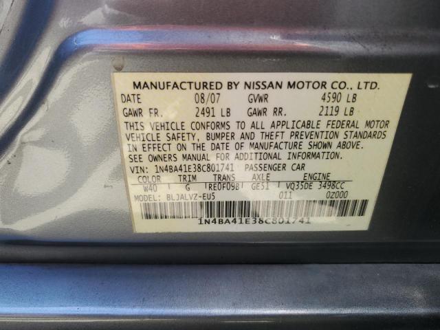 2008 Nissan Maxima Se VIN: 1N4BA41E38C801741 Lot: 60402504