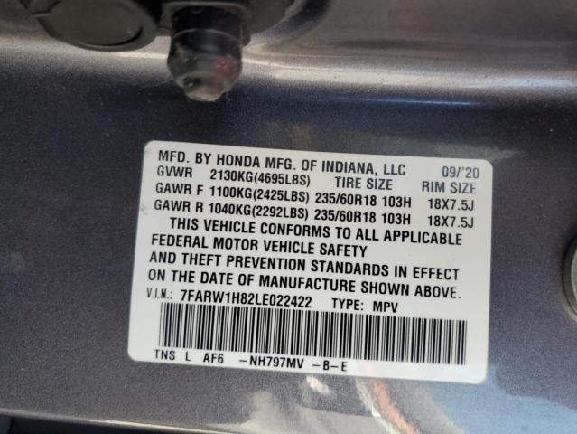 2020 Honda Cr-V Exl VIN: 7FARW1H82LE022422 Lot: 57910194