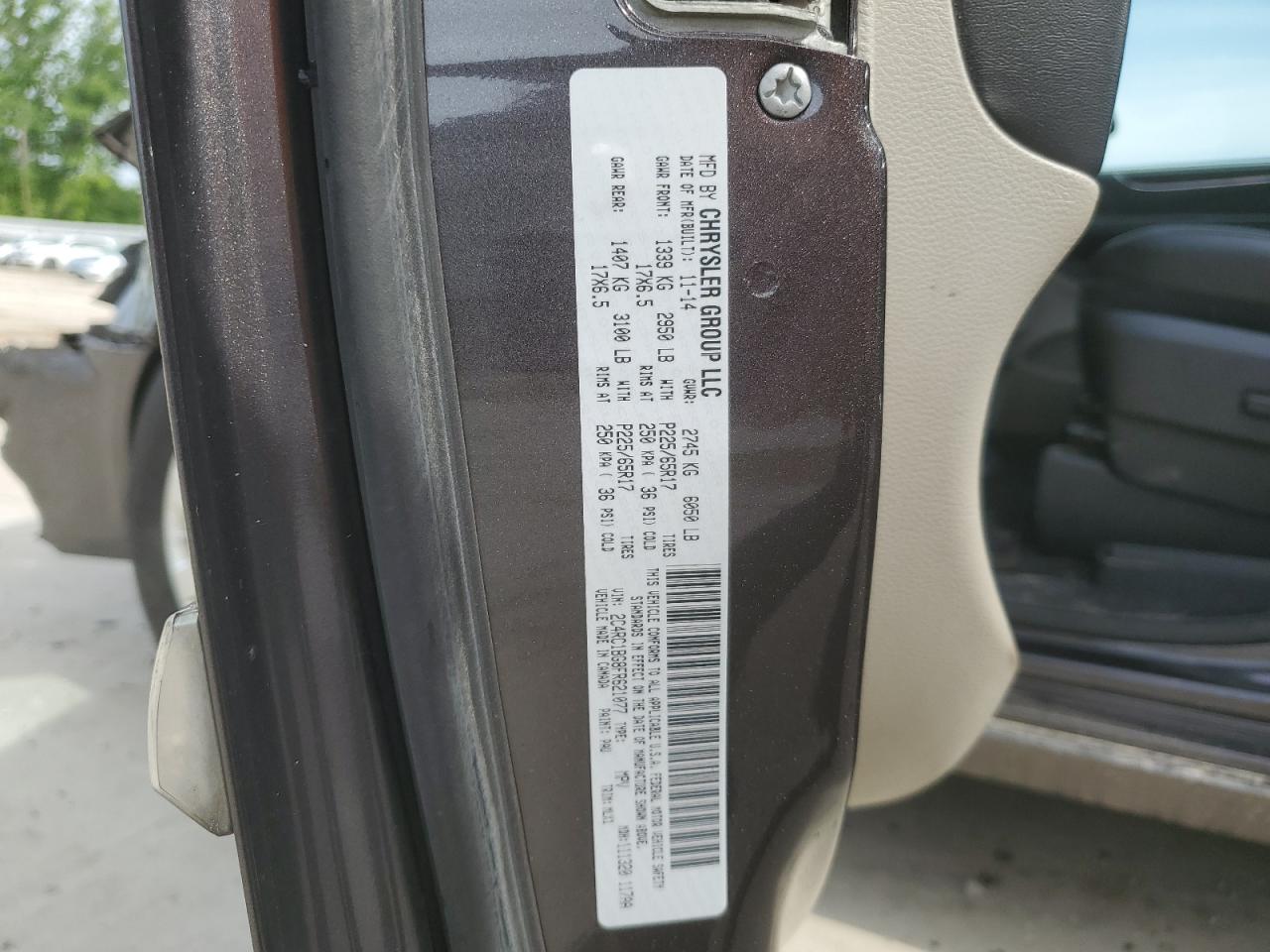 2C4RC1BG8FR621077 2015 Chrysler Town & Country Touring