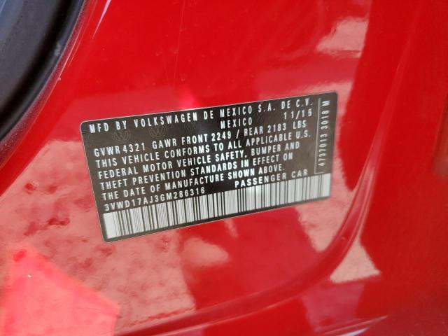 2016 Volkswagen Jetta Sport VIN: 3VWD17AJ3GM286316 Lot: 58210614