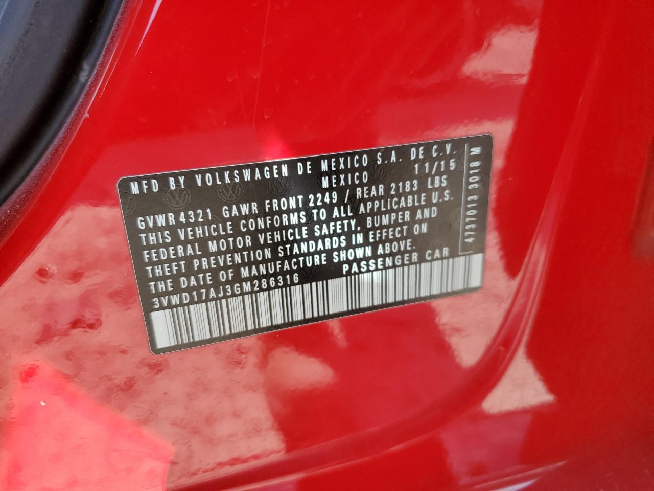 3VWD17AJ3GM286316 2016 Volkswagen Jetta Sport