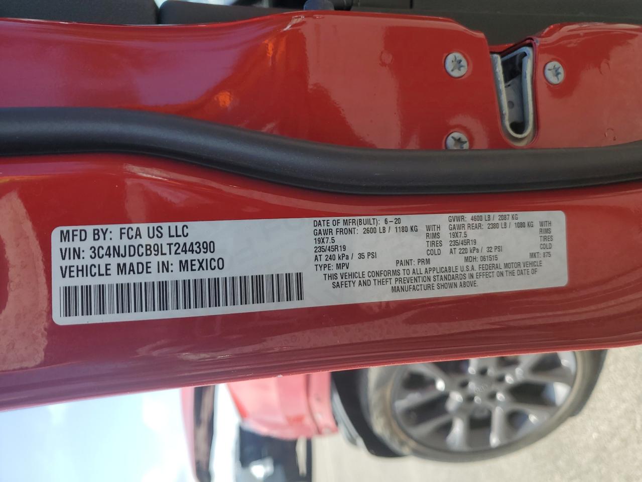 3C4NJDCB9LT244390 2020 Jeep Compass Limited