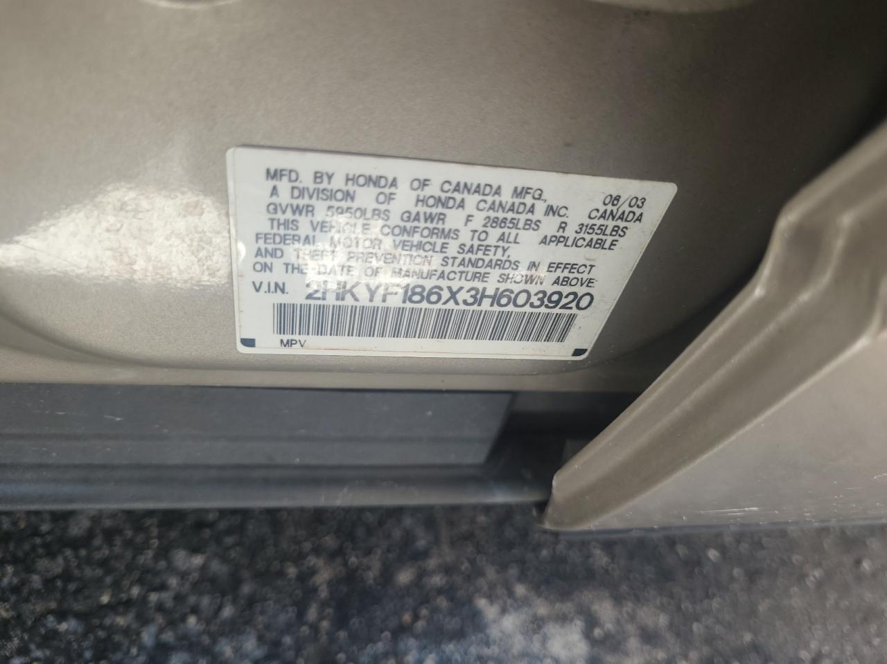 2HKYF186X3H603920 2003 Honda Pilot Exl