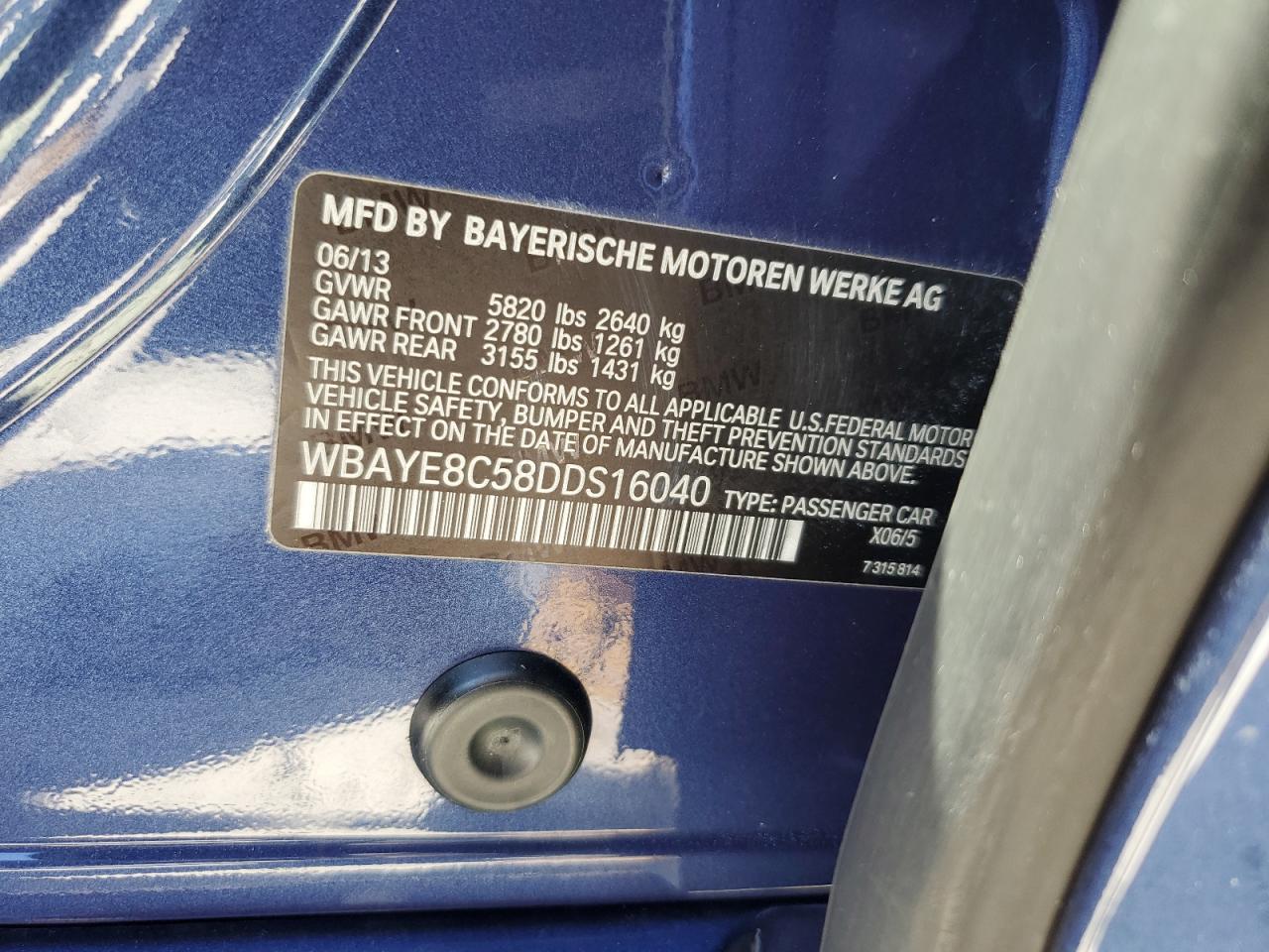 WBAYE8C58DDS16040 2013 BMW Alpina B7