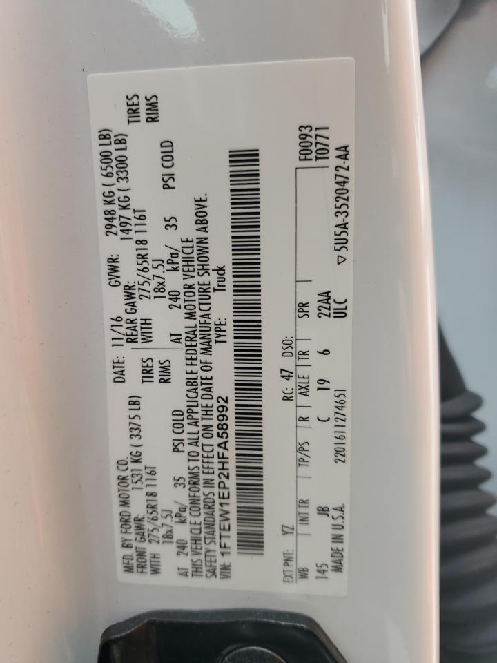 1FTEW1EP2HFA58992 FORD F-150 2017