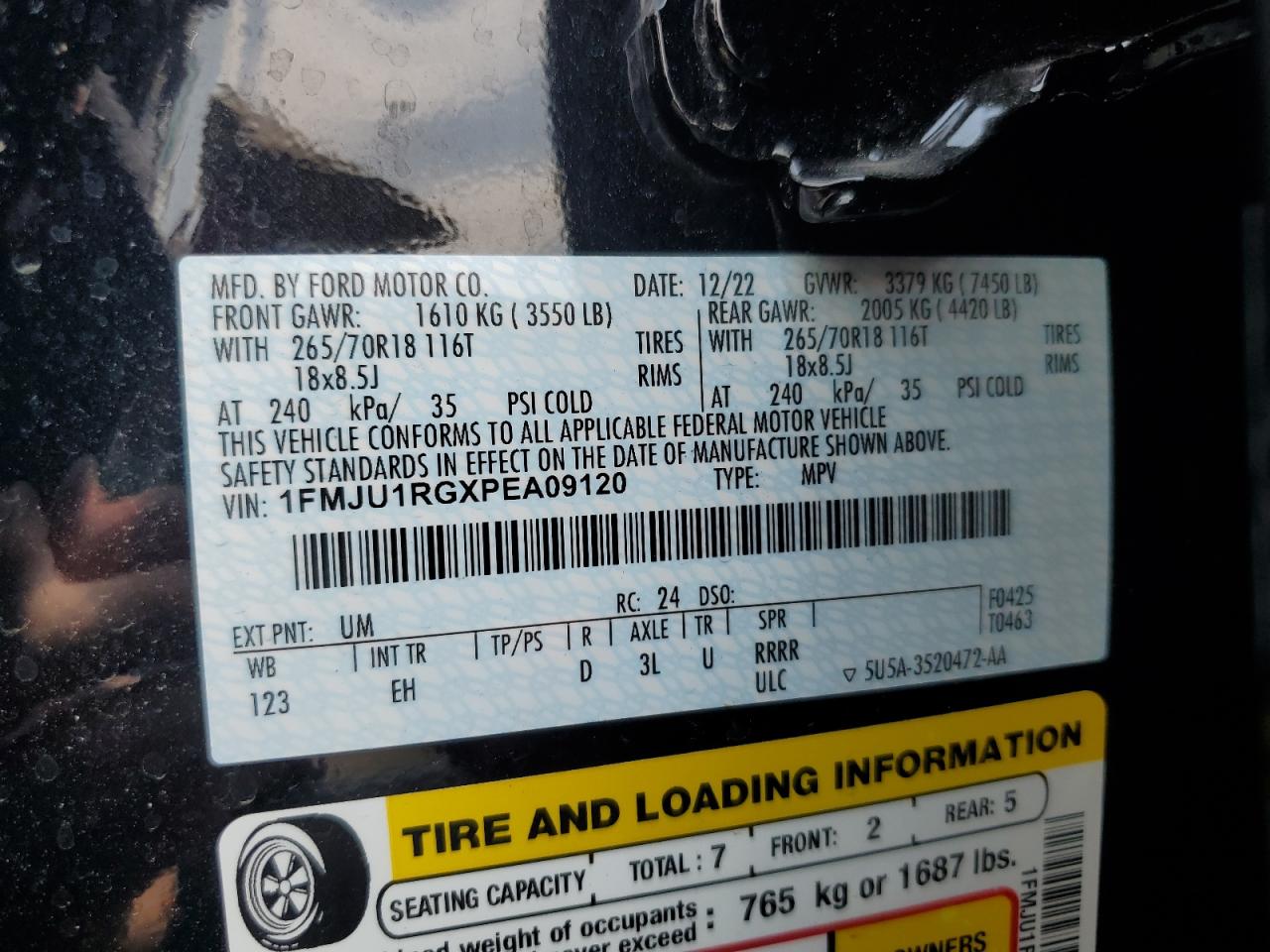 1FMJU1RGXPEA09120 FORD EXPEDITION 2023